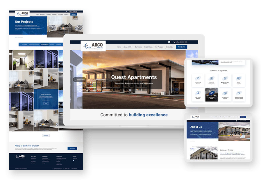 Tabee school created the website for construction company ARCO to present their services